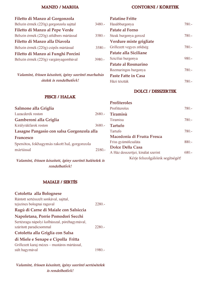 Cucina di Francesco �tlap 2. oldal